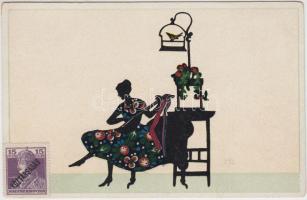 23 db régi képeslap, sziluettek / 23 postcards, silhouettes