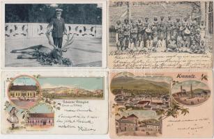 63 db régi, érdekes, vegyes témájú képeslap: városképek, motívumlapok, benne több litho / 63 interesting, mixed postcards: cityscapes, motive cards, between them more litho cards