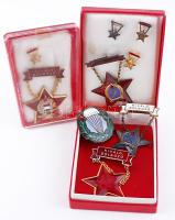 5db vegyes szocialista kitüntetés, közte: "Kiváló Dolgozó" miniatűrrel dísztokban + "Élenjáró Katona" T:vegyes