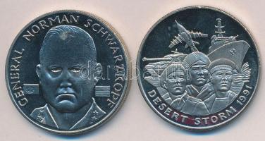 ENSZ DN. "Norman Schwarzkopf / Sivatagi vihar - Kuwait felszabadulása" fém emlékérem T:BU + ENSZ 1991. "Sivatagi vihar / Kuwait felszabadulása" fém emlékérem T:BU United Nations ND. "General Norman Schwarzkopf / Desert Storm - Liberation of Kuwait" metal commemorative medallion C:BU + United Nations 1991. "Desert Storm / Liberation of Kuwait" metal commemorative medallion C:BU
