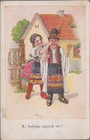 2 db régi, humoros, magyar folklórlap / 2 humorous, Hungarian folk cards