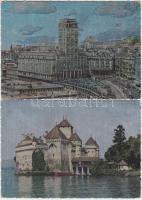 4 db modern, metál fényű, svájci képeslap, Lausanne és Montreux / 4 modern, unused, metallic postcards, Lausanne and Montreux