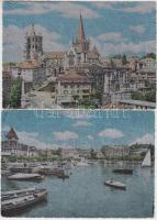 4 db modern, metál fényű, svájci képeslap, Lausanne és Montreux / 4 modern, unused, metallic postcar...