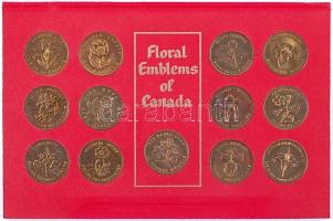 ~1973. "Kanada címerei / Kanada virág emblémái" fém emlékérem sorozat (13x) díszkiadásban ...