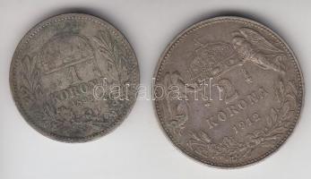 1893. 1K Ag "Ferenc József" + 1912. 2K Ag "Ferenc József" T:2,3