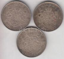 Románia 1942. 200L Ag (3x) T:2-,3 Romania 1942. 200 Lei Ag (3x) C:VF,F