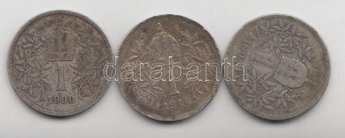 Ausztria 1894-1916. 1K Ag "Ferenc József" (3x) T:vegyes
Austria 1894-1916. 1 Corona Ag &qu...