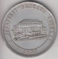 1887. "A Budapest Nemzeti Színház / Félszázados Ünnepének Emlékére" Alu emlékérem (49mm) T:2-