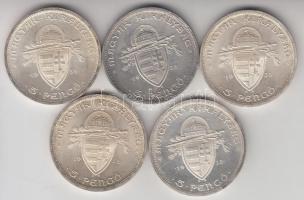 1938. 5P Ag "Szent István" (5x) T:2,2-
