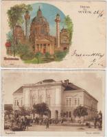 23 db régi, főleg magyar városképes lap, benne egy Bécs litho / 23 db mainly Hungarian postcards, between them Vienna litho card
