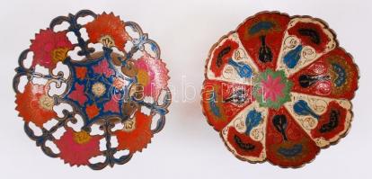 Festett réz tálkák, összesen 2 db, d:15 cm, m:7 cm