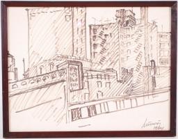 Bártfai Hűvös László (1883-1972):7 darab filc rajza, néhány viseltes állapotban, üvegezett keretekbe...