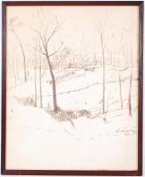 Bártfai Hűvös László (1883-1972):7 darab filc rajza, néhány viseltes állapotban, üvegezett keretekbe...