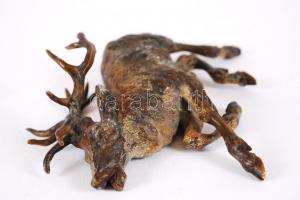 Szarvas, bronz asztali nehezék, talapzat hiányzik, 11×16 cm