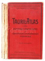 cca 1900 Az Osztrák-Magyar Monarchia automobil térképe. Tauril Atlas 50 térképpel, (2 hiánnyal) magyar és német nyelven. Gerinc nélkül. /  cca 1900 The automobil tour card of the Austro-Hungarian Monarchy in 4 languages. With 50 maps (2 missing). (spine missing)