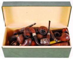 25 darabos nagy pipa gyűjtemény dobozban. márkás, érdekes darabokkal