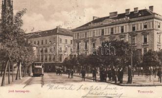 Temesvár Jenő herceg tér / square, tram