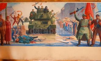 Ék Sándor (1902-1975): A magyar történelem. Freskó terv. Akvarell, papír, jelzett, összetekerve, /
É...