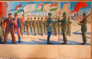 Ék Sándor (1902-1975): A magyar történelem. Freskó terv. Akvarell, papír, jelzett, összetekerve, /
É...