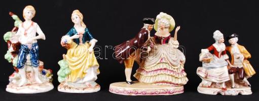 Német figurális porcelán tétel, összesen 4 db, jelzettek, hibátlanok, kézzel festettek, kb 17×19 cm