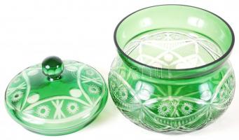 Ólomkristály fedeles tároló, többrétegű, csiszolt, metszett, hibátlan, m:27 cm, d:27 cm!!!