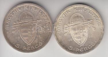1938. 5P Ag "Szent István" (2x) T:2,2-
