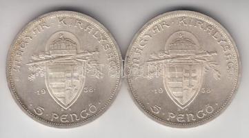 1938. 5P Ag "Szent István" (2x) T:2,2-