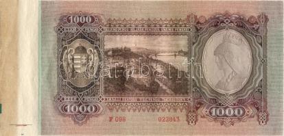 1943. "Szálasi" 1000P jobb ívszéles, célkeresztes, alapnyomat elcsúszva T:I R!