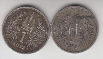 Ausztria 1893-1912. 1K Ag "Ferenc József" (2x) T:2,3
Austria 1893-1912. 1 Corona Ag "...