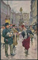 Vienna, Prater - 2 db régi, művészi, bécsi képeslap pinx. K. Feiertag