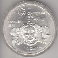 Kanada 1974. 10$ Ag "Montreali olimpia - Zeusz" T:1 Canada 1974. 10 Dollars Ag "Olympics Montreal-Zeus" C:UNC