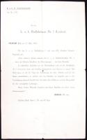 1918 Conrad tábornok dícsérete hadiparancsban a k.u.k. 11. armeekommando. I.sz. kerékpárosszakasznak Nabresinába