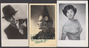 6 db háború előtti, saját kezűleg aláírt színészeket ábrázoló képeslap: Szilágyi Szabó Eszter, Madar...