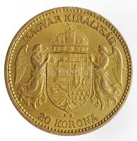 1893. 20K Au "Ferenc József" kis király veret (6.77g/0.900) T:2 apró ph.
Hungary 1893. 20 ...