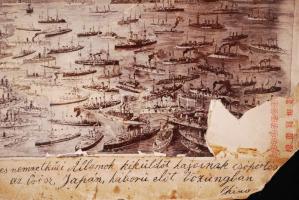 1904 Orosz-japán háború előtt gyülekező hajók 2 db kabinet fotó /
1904 Ships of the Russian-Japanese...