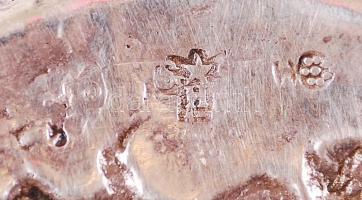 Bacchus áttört ezüst (Ag.) tálka, jelzett, d: 10 cm, nettó:64 g / Silver Bacchus saucer