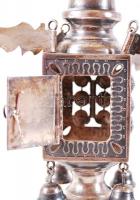 Judaika kegytárgy: Ezüst (Ag.) tornyos bessamim tartó, jelzett, m:24 cm, nettó: 151 g / Silver besam...