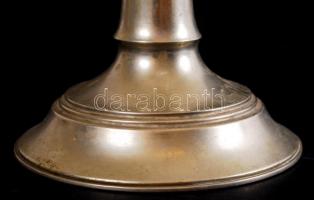 Ólomkristály fém talpas váza, hibátlan, m:27 cm