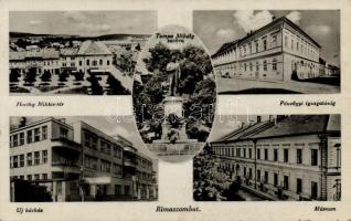 Rimaszombat, Horthy square, hospital, statue of Mihály Tompa, museum, financial management