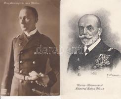 Admiral Anton Haus + Fregattenkapitän von Müller - 2 db haditengerészeti képeslap / navy officers, 2 postcards