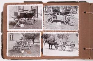 1920-1950 32 db fotó albumba ragasztva, Matern (Baja) kocsigyártó termékei