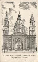 Budapest V. Szent István-bazilika, képeslap a bazilika újjáépítésének javára (EB)