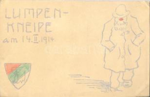 Lumpen-Kneipe hand-painted postcard (EK)