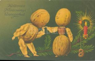 Christmas, walnuts litho, Wenau Pastell