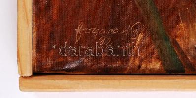 Fogarsi jelzéssel: Pipázok. Olaj, vászon, keretben, 48×38 cm