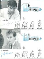 12e Schaaktoernooi Interpolis / chess tournament - 11 cards with chess players, printed signatures (...
