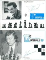 12e Schaaktoernooi Interpolis / chess tournament - 11 cards with chess players, printed signatures (...
