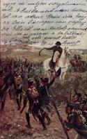 Napoleon calls the troops to attack, artist signed