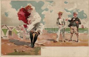 Humorous, erotic postcard, litho (Rb)