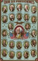 25 USA presidents, Emb. litho